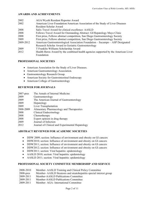 CURRICULUM VITAE ROHIT LOOMBA, MD, MHSc - University of ...