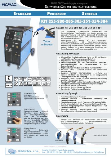 MIG/MAG KompaktschweiÃgerÃ¤te KIT 255 - KÃHTREIBER sro