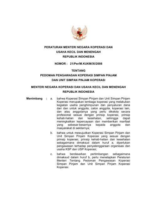 Peraturan Menteri Negara Koperasi Dan Usaha Kecil