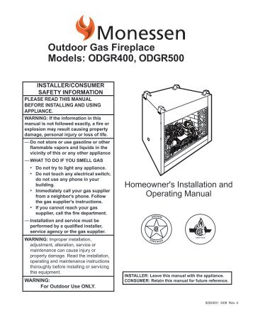 ODGR400, ODGR500 - Unvented Gas Log Heater or Vented ...