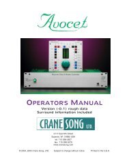 Crane Song Avocet Manual - MusicToolz