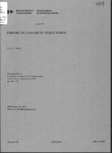 Errors in concrete structures - National Research Council Canada