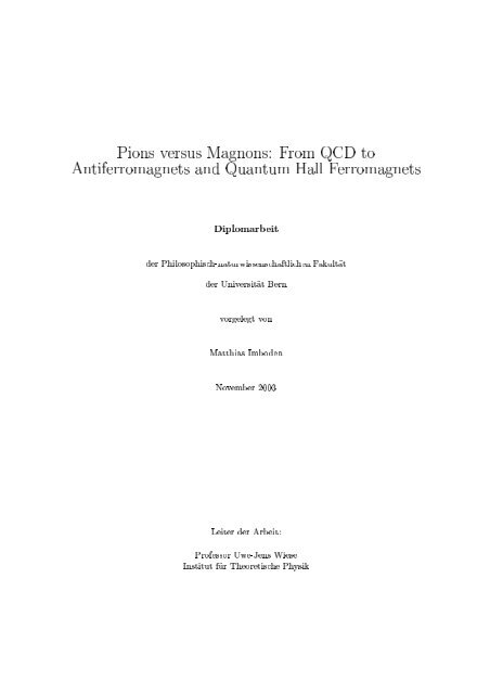 From QCD to Antiferromagnets and Quantum Hall ... - Uwe-Jens Wiese