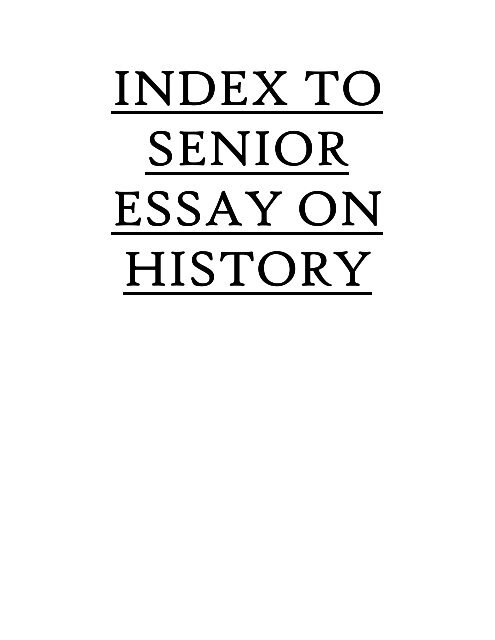 INDEX TO SENIOR ESSAY ON HISTORY - Addis Ababa University