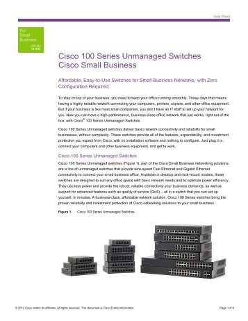 Cisco 100 Series Unmanaged Switches Cisco Small Business - Ipland