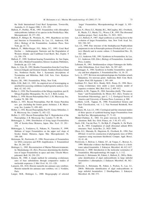 Molecular phylogeny of large miliolid foraminifera - University of ...