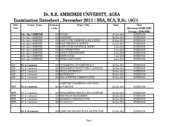 Examination Datesheet , December 2011 - Dr BR Ambedkar University