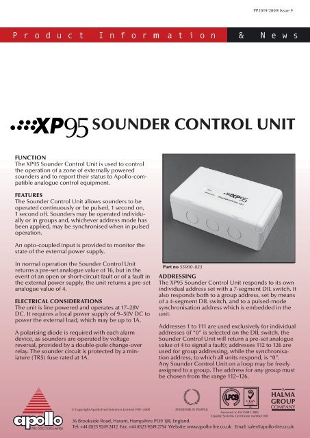 sounder control unit  apollo fire detectors limited