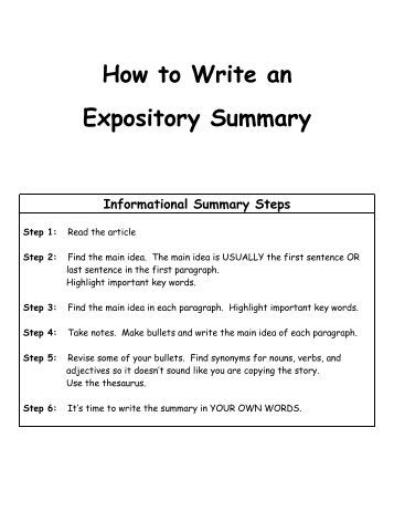 How to write a topic summary paper