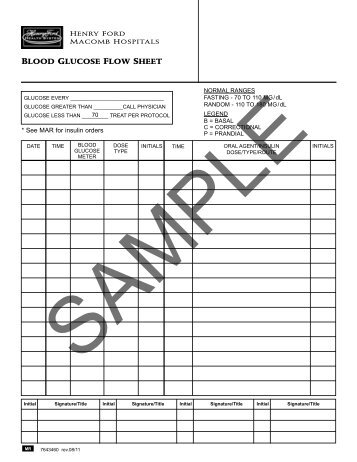 blood glucose flow sheet