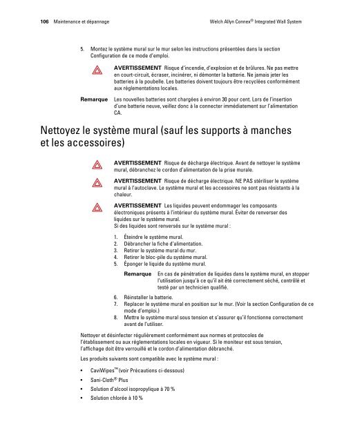 Welch Allyn ConnexÃ‚Â® Integrated Wall System Mode d'emploi