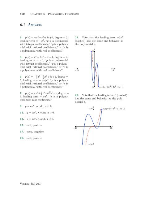 Chapter 6: Exercises with Answers (all sections combined)