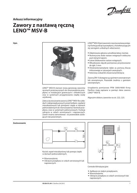Zawory z nastawa reczna LENO™ MSV-B - Danfoss