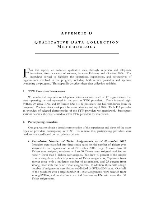 Evaluation of the Ticket to Work Program, Implementation ...