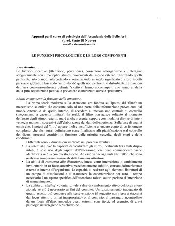 1 Appunti per il corso di psicologia dell'Accademia delle Belle Arti ...