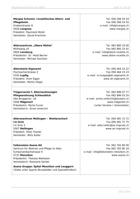 Mitgliederverzeichnis nach Sparten - VAKA