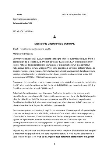 A2 Lettre ferrailles COMINAK 2012 - Criirad