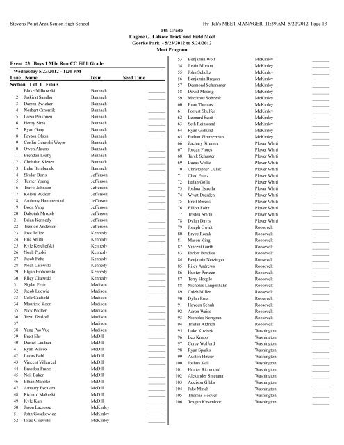 5th Grade Final With Schedule - Let's Move In Point