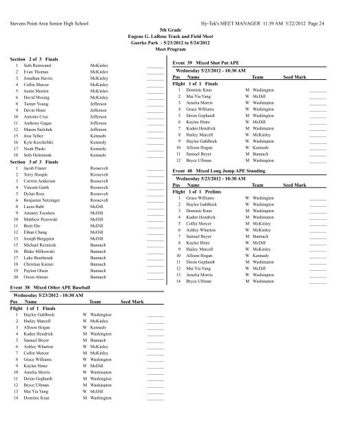 5th Grade Final With Schedule - Let's Move In Point