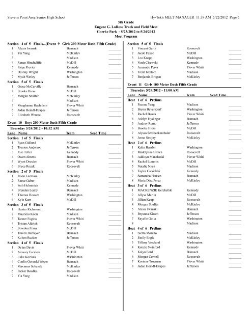 5th Grade Final With Schedule - Let's Move In Point