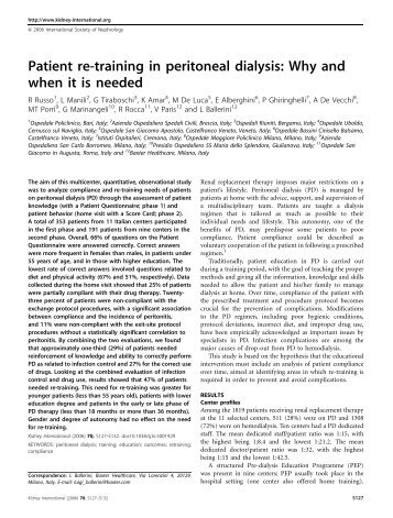 Patient re-training in peritoneal dialysis: Why and when it is needed