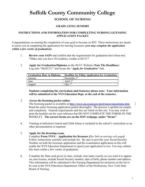 Licensing Application Instructions - Suffolk County Community College
