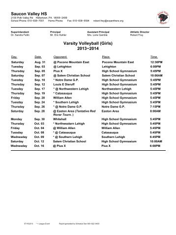 Schedule - Saucon Valley School District