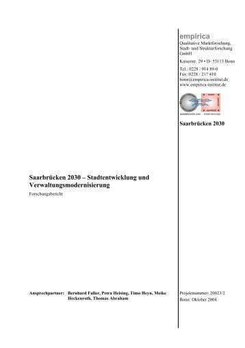 Saarbrücken 2030 – Stadtentwicklung und - Empirica