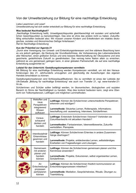 Exkursionen für Biologieunterricht und Umwelterziehung