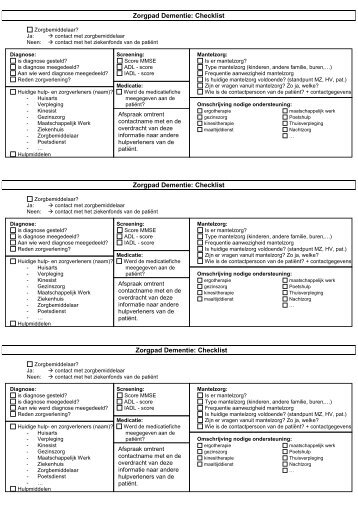 Zorgpad dementie- checklist - Dementie.be