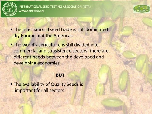 Maintaining capacity in seed technology and seed testing