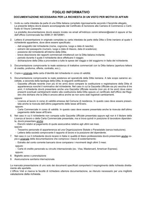 Documentazione Necessaria Per La Richiesta Ambasciata D