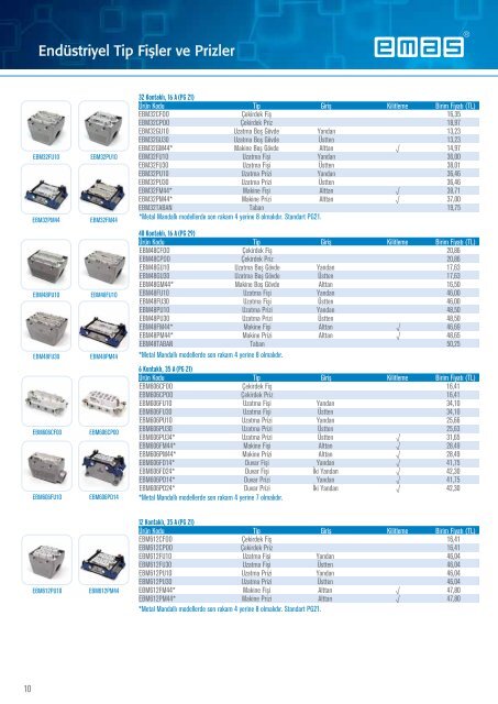 EMAS Fiyat Listesi