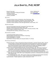 Curriculum vitae - Department of Psychology and Research in ...