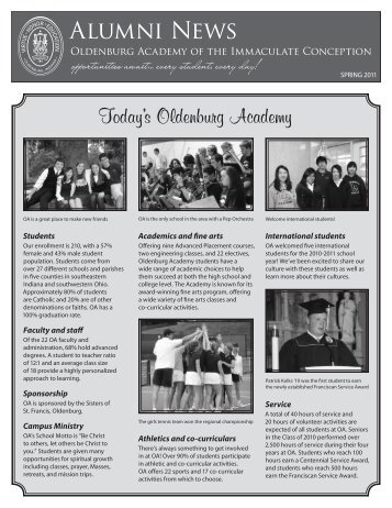 Alumni News - Oldenburg Academy