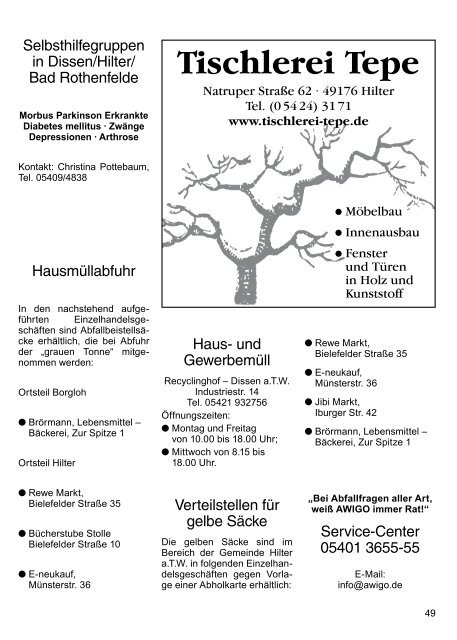 Allendorf · Borgloh · Ebbendorf · Eppendorf Hankenberge · Hilter ...