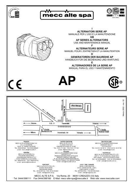 I ALTERNATORI SERIE AP GB AP SERIES ... - Mecc Alte SpA