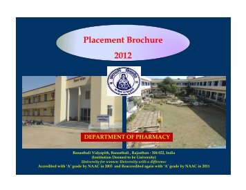 Placement Brochure 2012 - Banasthali University