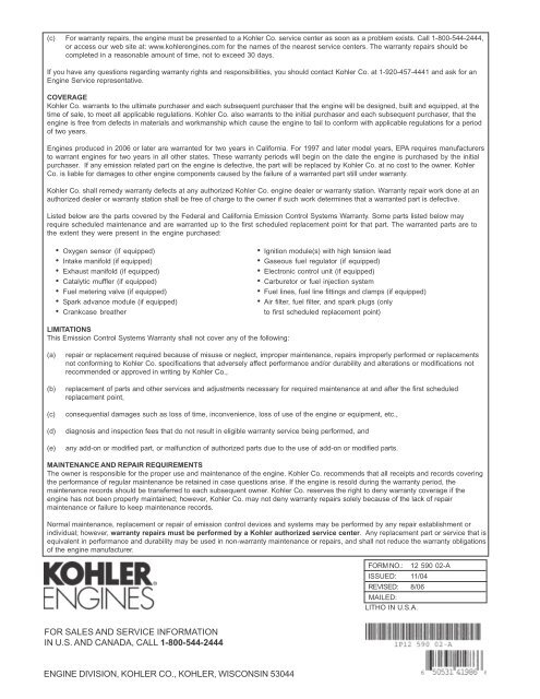 English - Kohler Engines