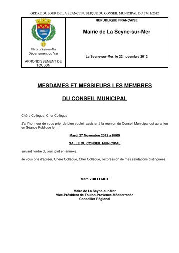 Ordre du jour - La Seyne-sur-Mer