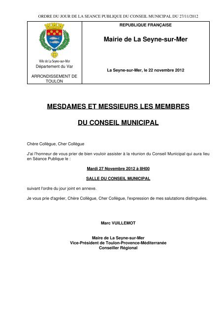 Ordre du jour - La Seyne-sur-Mer