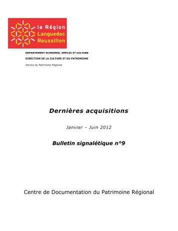 Acquisitions du centre de documentation 2012-1 - Culture et ...