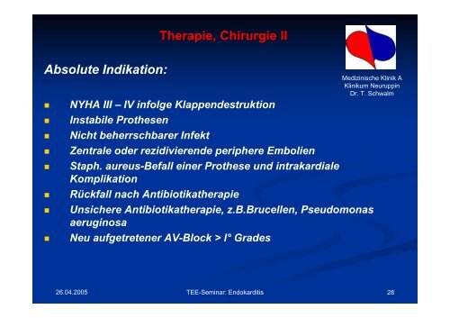 Teil 5: Endokarditis Dr.med. Dipl.med.inf (FH) Torsten ... - Tschwalm.de