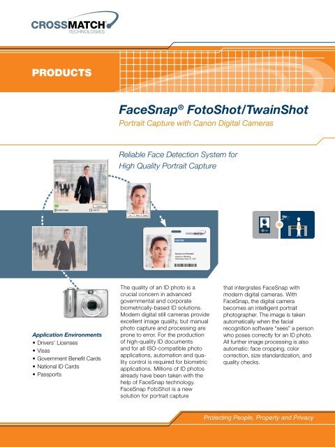 FaceSnap® FotoShot/TwainShot - Cross Match Technologies