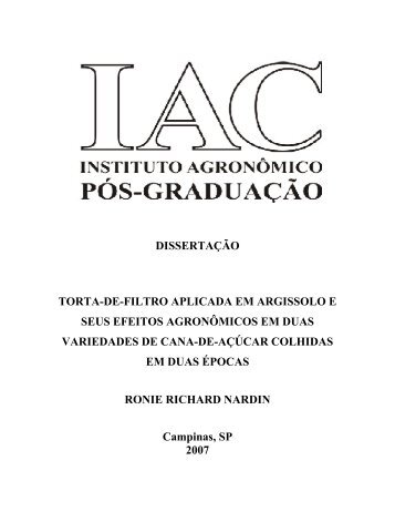 dissertaÃ§Ã£o torta-de-filtro aplicada em argissolo e seus efeitos ... - IAC