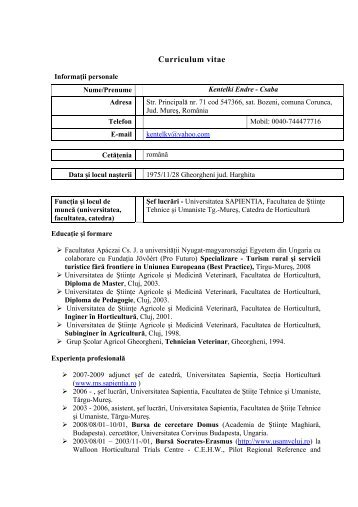 Curriculum vitae - USAMV Cluj-Napoca