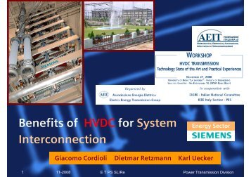 Benefits of HVDC for System Interconnection - Presentation - Siemens