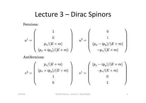 Lecture 3 A Dirac Spinors