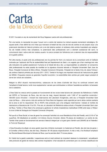 Carta del Director General - Grup Sagessa