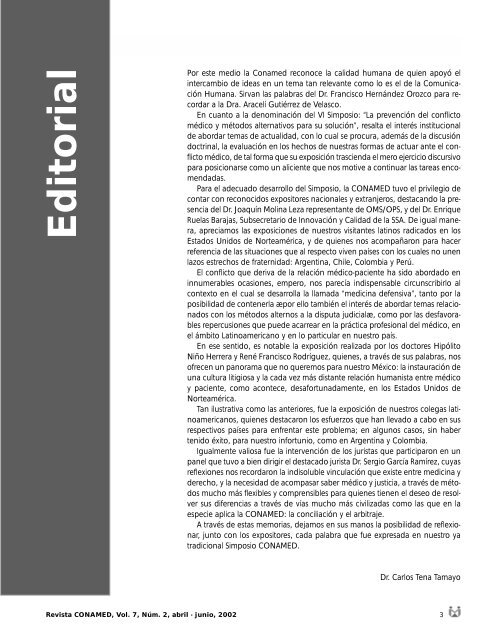 Revista CONAMED, Vol. 7, NÃºm. 2, abril - junio, 2002 - ComisiÃ³n ...